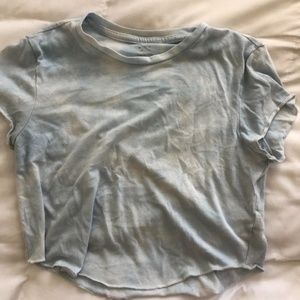 PACSUN CROPPED BLUE AND WHITE TEE